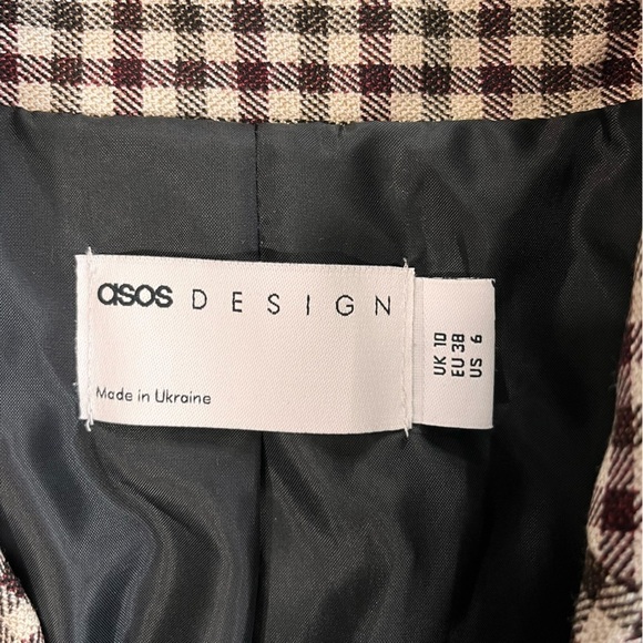 NWOT ASOS Long Line Checked Boy Blazer - Picture 14 of 15